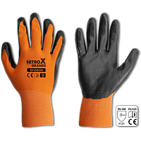 Перчатки NITROX трикотажные с нитриловым покрытием оранжевые (р-р 8,9,10) Bradas П88
