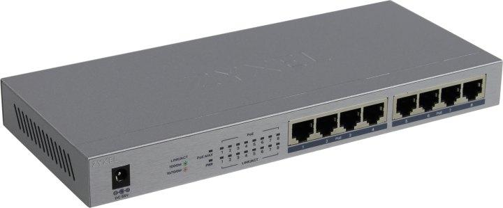 ZYXEL GS1008HP-EU0101F PoE+ коммутатор GS1008HP, 8xGE PoE+, настольный, металлический, бесшумный, бюджет PoE - фото 1 - id-p224887801