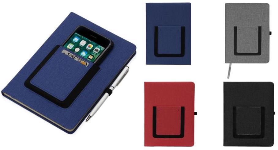 Блокнот Pocket A5 с карманом для телефона, цвет в ассортименте - фото 1 - id-p224887797