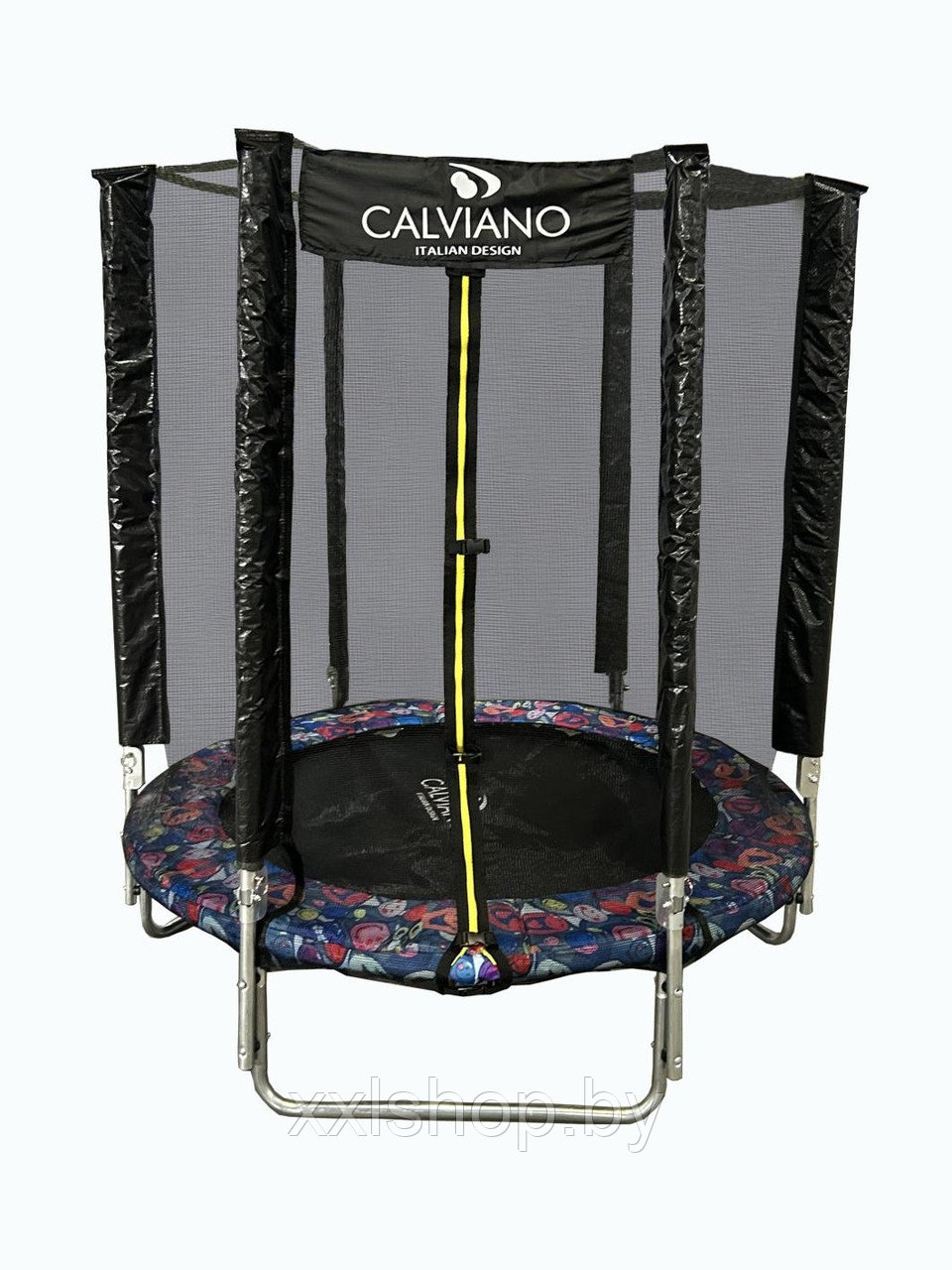 Батут пружинный с защитной сеткой Calviano 140 см (4,5ft) Smile light складной - фото 1 - id-p224892672