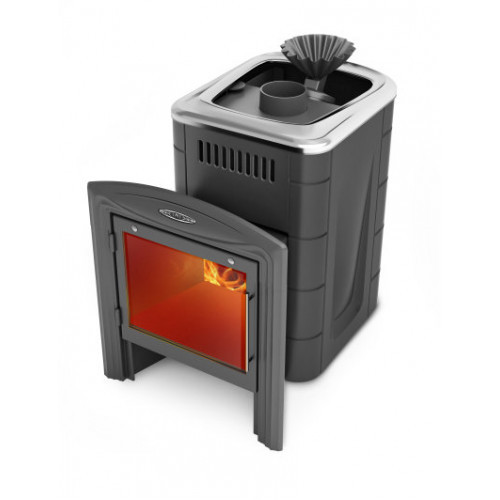 Печь банная Гейзер Мини 2016 Inox Витра ЗК антрацит