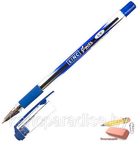 Ручка шариковая Linc Glycer, 0,7 мм., прозрачный корпус, синяя, арт.1300RF/blue