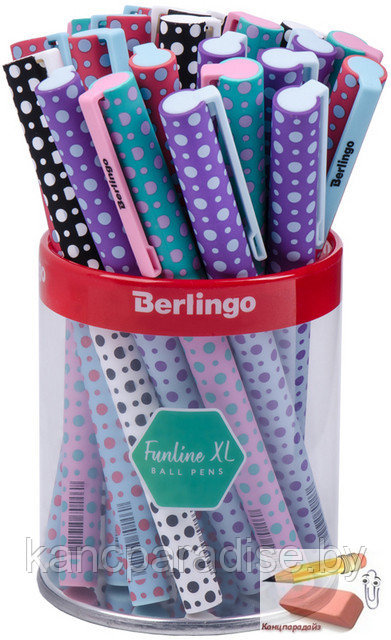 Ручка шариковая Berlingo Funline XL. Dots, 0,7 мм., грип, ассорти, синяя, арт.CBp_07373 - фото 2 - id-p224901879