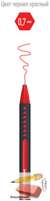 Ручка шариковая Berlingo Triangle Twin, 0,7 мм., игольчатый стержень, красная, арт.CBp_07285 - фото 3 - id-p224901907