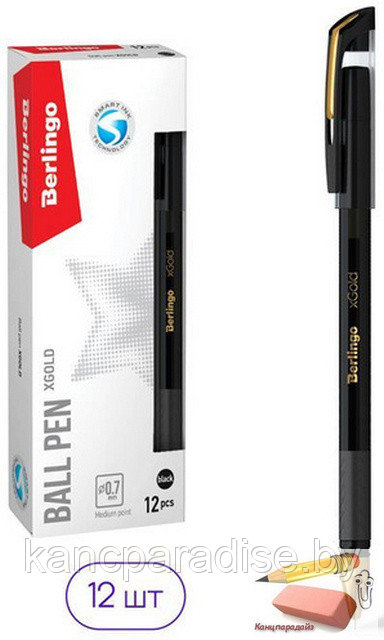 Ручка шариковая Berlingo xGold, 0,7 мм., игольчатый стержень, грип, черная, арт.CBp_07501 - фото 2 - id-p224901921