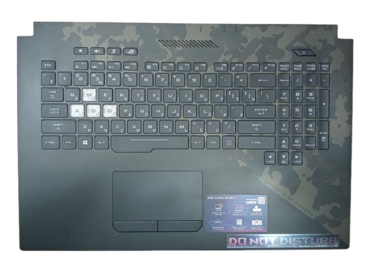 Верхняя часть корпуса (Palmrest) Asus ROG Strix GL704 с клавиатурой, с подсветкой, с тачпадом RU (с разбора) - фото 1 - id-p224436781