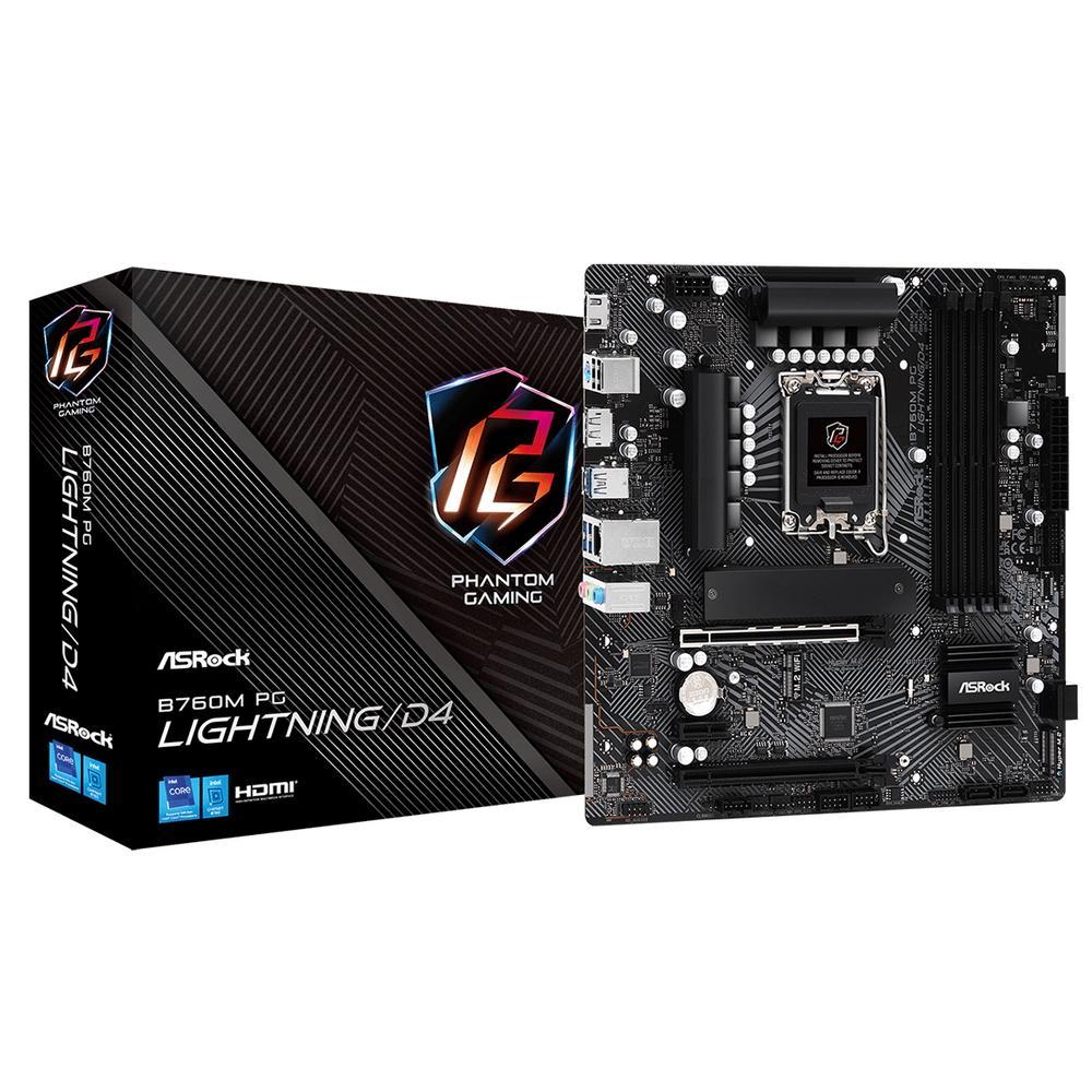 Материнская плата ASRock B760M PG LIGHTNING/D4 Soc-1700 (B760) 2xPCI-Ex16 PCI-Ex1 2xM.2+M.2(WI-FI) 2.5GbE LAN