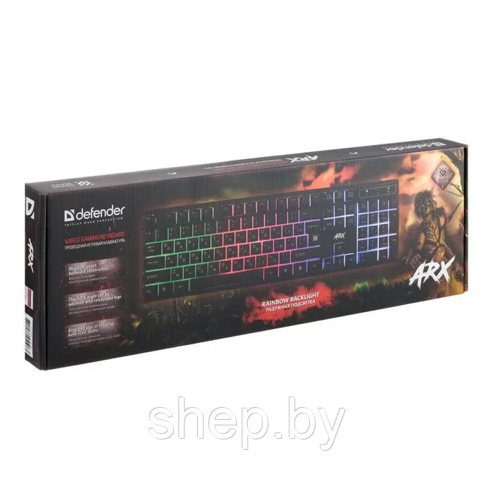 Клавиатура Defender Arx GK-196L, игровая, проводная, подсветка, 104 клавиши, USB, чёрная - фото 9 - id-p224903746