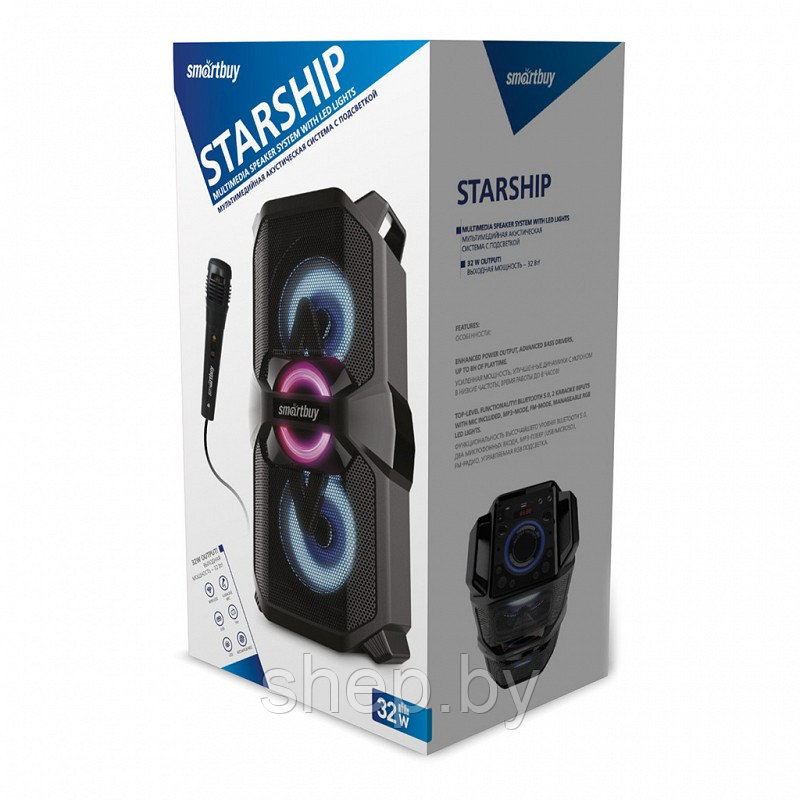 Колонка для вечеринок 2.2 Smartbuy STARSHIP, 32 Вт, Bluetooth, MP3, FM-радио, микрофон (SBS-5420) - фото 2 - id-p224916364