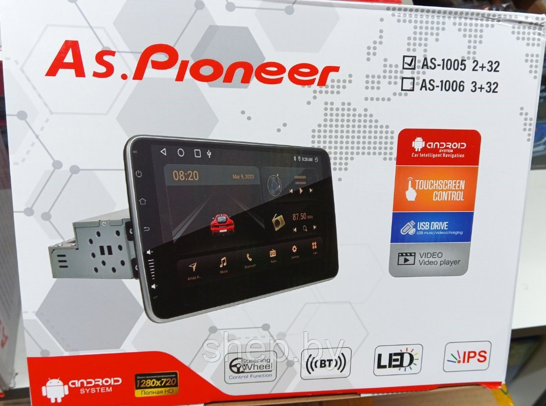1DIN магнитола на Android As.Pioneer AS-1005 2/32 GB с сенсорным 10 дюймовым поворотным экраном - фото 2 - id-p224916389