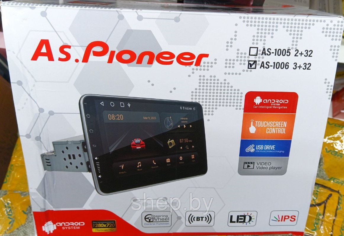 1DIN магнитола на Android As.Pioneer AS-1006 3/32 GB с сенсорным 10  дюймовым поворотным экраном (ID#224916404), цена: 450 руб., купить на  Deal.by