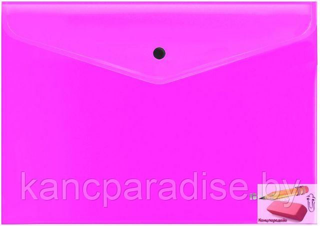 Папка-конверт на кнопке А4 Berlingo Neon, 200 мкм., розовая, арт.EFb_A4391