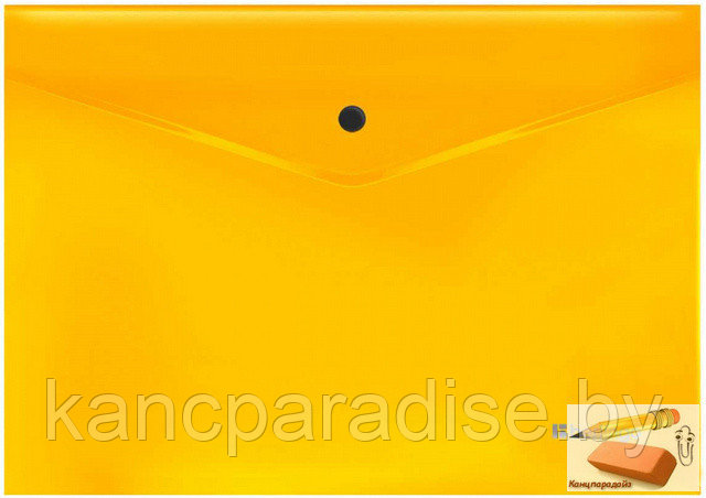 Папка-конверт на кнопке А4 Berlingo Neon, 200 мкм., оранжевый, арт.EFb_A4394