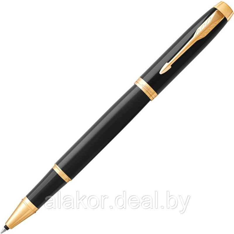 Ручка-роллер Parker "IM Black Lacquer GT" черный/золотистый, стержень черный