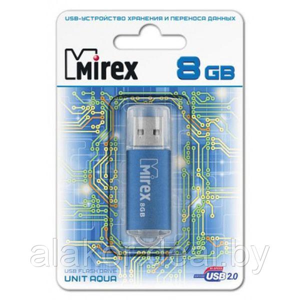 USB Flash-накопитель Mirex UNIT AQUA, USB 2.0 Type-A, 8GB, металлический корпус, колпачок, цвет синий - фото 2 - id-p224933509