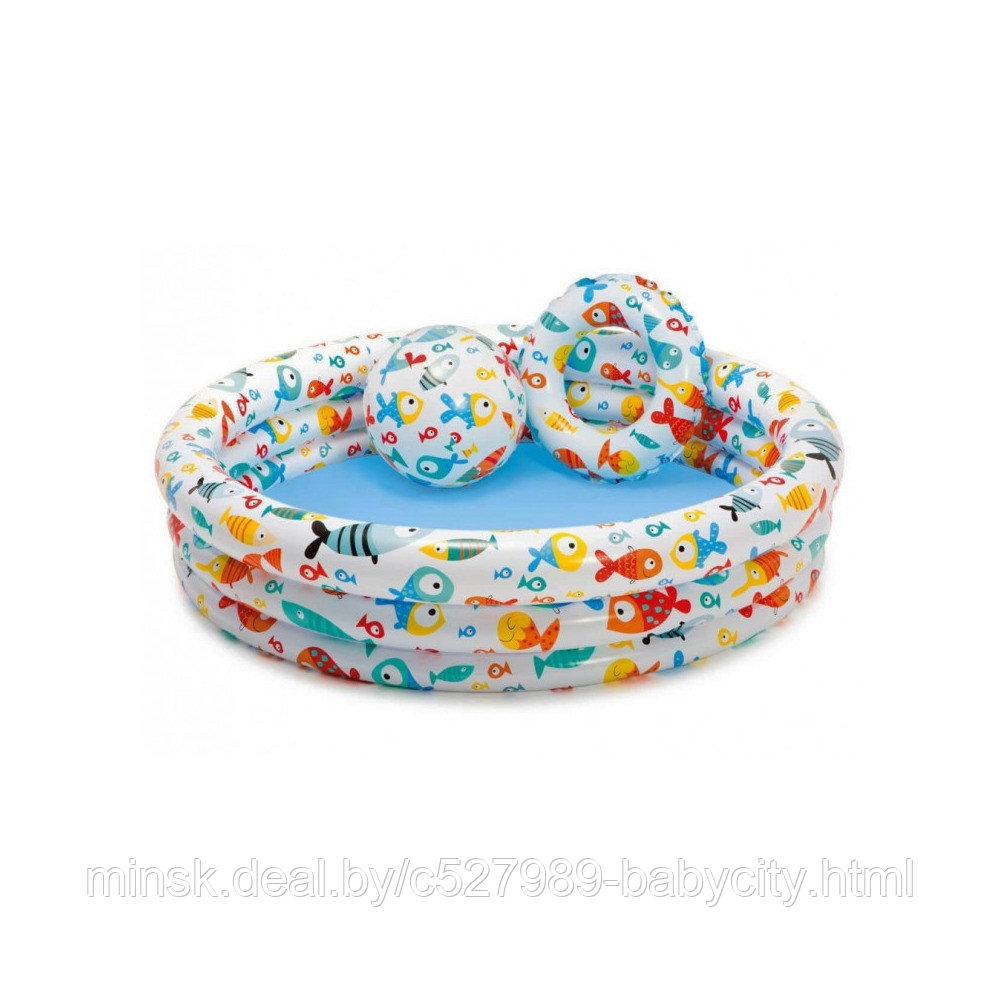 Бассейн надувной Intex Аквариум с мячом и кругом 132х28 см 2+ (59469NP)