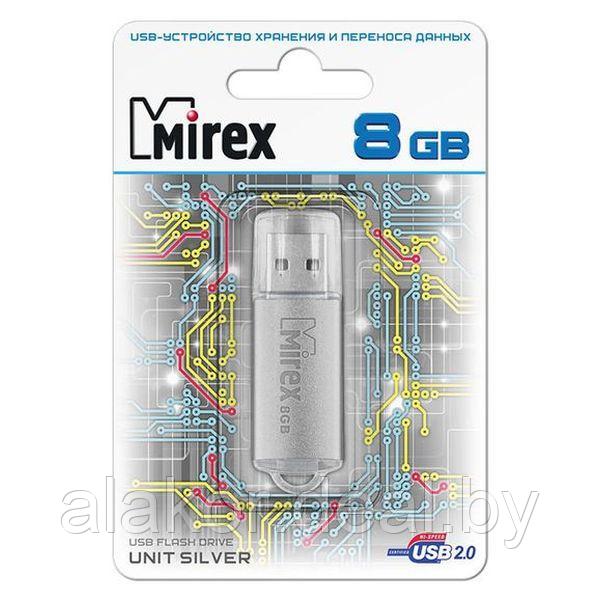 USB Flash-накопитель Mirex UNIT SILVER, USB 2.0 Type-A, 8GB, металлический корпус, колпачок, цвет серебро - фото 2 - id-p224933597