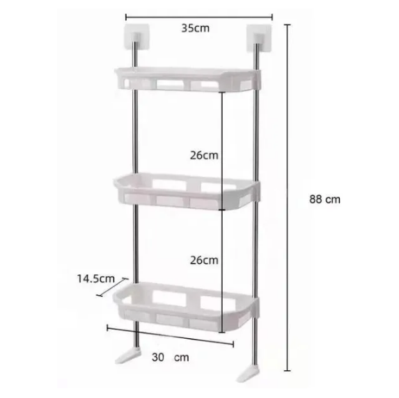 Полка для ванной комнаты и туалета на липучках 3-х ярусная - фото 10 - id-p224933610