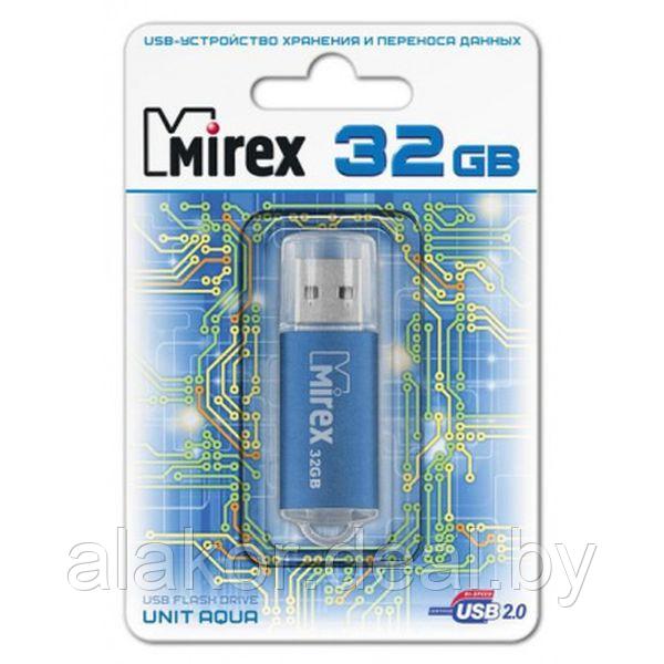 USB Flash-накопитель Mirex UNIT AQUA, USB 2.0 Type-A, 32GB, металлический корпус, колпачок, цвет синий - фото 2 - id-p224933618