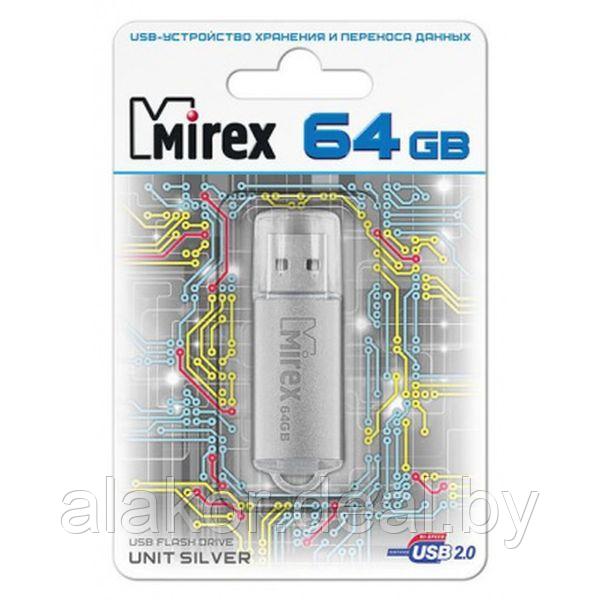 USB Flash-накопитель Mirex UNIT SILVER, USB 2.0 Type-A, 64GB, металлический корпус, колпачок, цвет серебро - фото 2 - id-p224934304