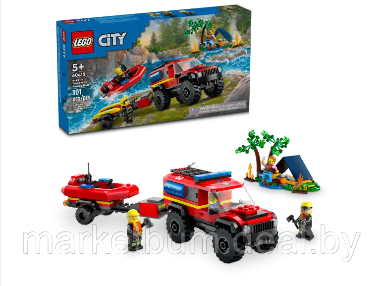 Конструктор LEGO City 60412 Пожарная машина 4х4 со спасательным катером - фото 1 - id-p224938068