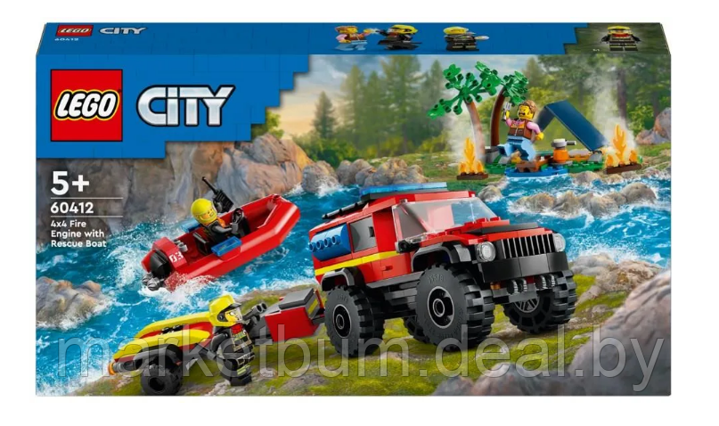 Конструктор LEGO City 60412 Пожарная машина 4х4 со спасательным катером - фото 3 - id-p224938068