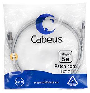 Патч-корд Cabeus PC-FTP-RJ45-Cat.5e-1.5m-LSZH Кат.5е 1.5 м серый - фото 1 - id-p224950242