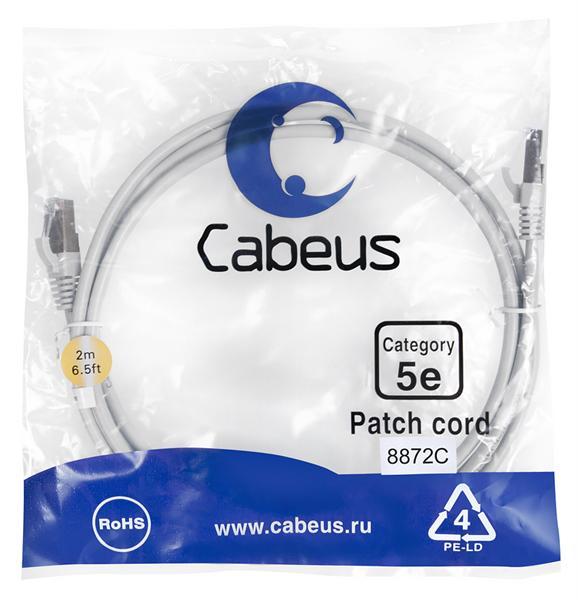 Патч-корд Cabeus PC-FTP-RJ45-Cat.5e-2m-LSZH Кат.5е 2 м серый - фото 1 - id-p224950252
