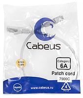 Патч-корд Cabeus PC-SSTP-RJ45-Cat.6a-0.5m-LSZH Кат.6а 0.5 м серый