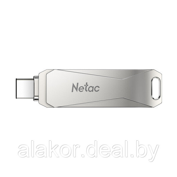 OTG USB Flash-накопитель NETAC U782C, USB 3.0 Type-A/Type-C, 128GB, раскладной метал. корпус, цвет металлик