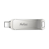 OTG USB Flash-накопитель NETAC U782C, USB 3.0 Type-A/Type-C, 128GB, раскладной метал. корпус, цвет металлик