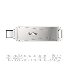 OTG USB Flash-накопитель NETAC U782C, USB 3.0 Type-A/Type-C, 128GB, раскладной метал. корпус, цвет металлик