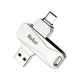 OTG USB Flash-накопитель NETAC U782C, USB 3.0 Type-A/Type-C, 128GB, раскладной метал. корпус, цвет металлик, фото 2