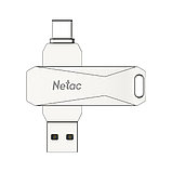 OTG USB Flash-накопитель NETAC U782C, USB 3.0 Type-A/Type-C, 128GB, раскладной метал. корпус, цвет металлик, фото 3