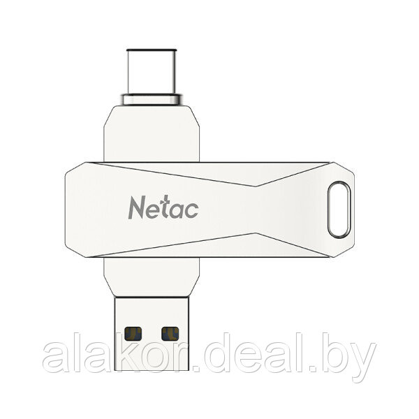 OTG USB Flash-накопитель NETAC U782C, USB 3.0 Type-A/Type-C, 128GB, раскладной метал. корпус, цвет металлик - фото 3 - id-p224950058
