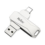 OTG USB Flash-накопитель NETAC U782C, USB 3.0 Type-A/Type-C, 128GB, раскладной метал. корпус, цвет металлик, фото 4