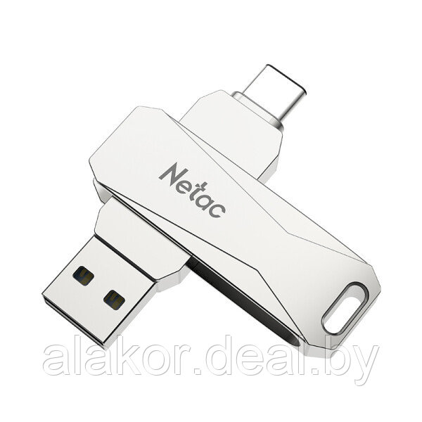 OTG USB Flash-накопитель NETAC U782C, USB 3.0 Type-A/Type-C, 128GB, раскладной метал. корпус, цвет металлик - фото 4 - id-p224950058