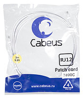 Патч-корд Cabeus PC-TEL-RJ12-3m телефонный 3 м белый