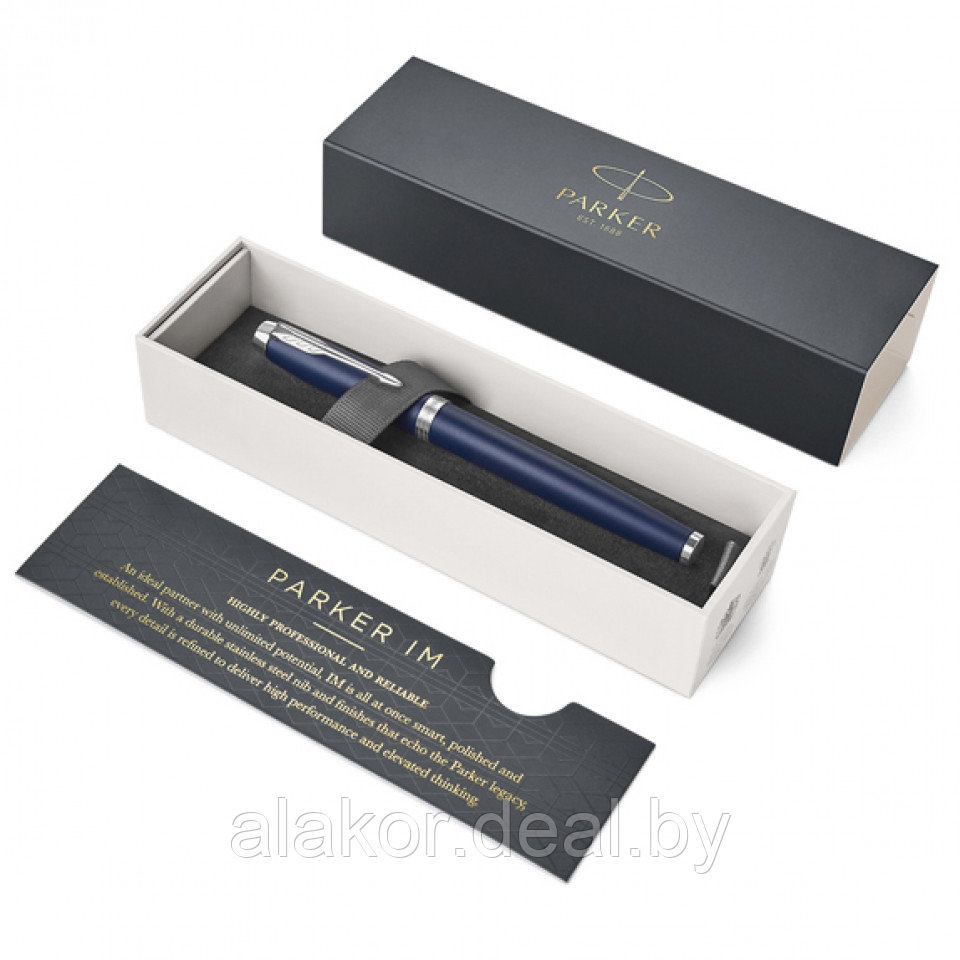 Шариковая Ручка перьевая F "IM Matte Blue CT", серебристый/синий - фото 5 - id-p224949653