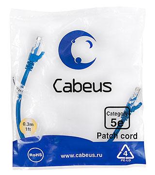Патч-корд Cabeus PC-UTP-RJ45-Cat.5e-0.3m-BL Кат.5е 0.3 м синий - фото 1 - id-p224950303