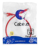 Патч-корд Cabeus PC-UTP-RJ45-Cat.5e-0.5m-RD-LSZH Кат.5е 0.5 м красный