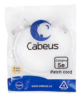Патч-корд Cabeus PC-UTP-RJ45-Cat.5e-0.5m-WH Кат.5е 0.5 м белый - фото 1 - id-p224950327
