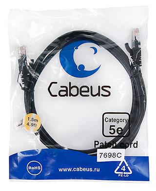 Патч-корд Cabeus PC-UTP-RJ45-Cat.5e-1.5m-BK-LSZH Кат.5е 1.5 м черный - фото 1 - id-p224950333