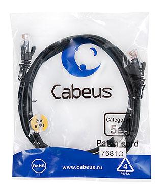 Патч-корд Cabeus PC-UTP-RJ45-Cat.5e-2m-BK Кат.5е 2 м черный - фото 1 - id-p224950354