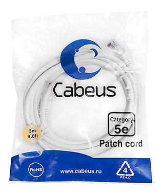 Патч-корд Cabeus PC-UTP-RJ45-Cat.5e-3m-WH Кат.5е 3 м белый - фото 1 - id-p224950381