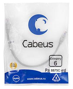 Патч-корд Cabeus PC-UTP-RJ45-Cat.6-0.3m-LSZH Кат.6 0.3 м серый - фото 1 - id-p224950405