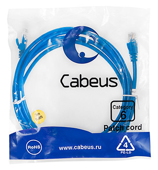 Патч-корд Cabeus PC-UTP-RJ45-Cat.6-3m-BL Кат.6 3 м синий - фото 1 - id-p224950453