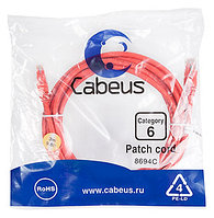 Патч-корд Cabeus PC-UTP-RJ45-Cat.6-3m-RD Кат.6 3 м красный