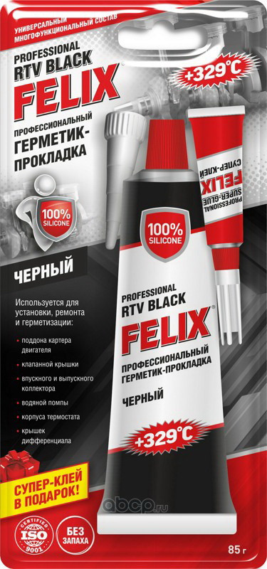 Герметик FELIX 85гр силиконовый высокотемпературный черный +239C - фото 1 - id-p224918085