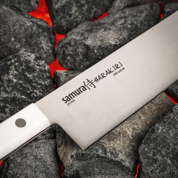 Нож кухонный Samura HARAKIRI, шеф, лезвие 24 см, белая рукоять - фото 3 - id-p224953014